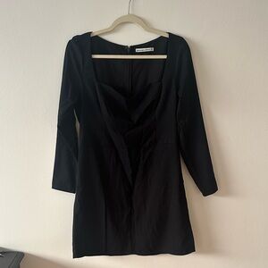 Abercrombie & Fitch Black Long Sleeve Dress M sweetheart romantic neckline